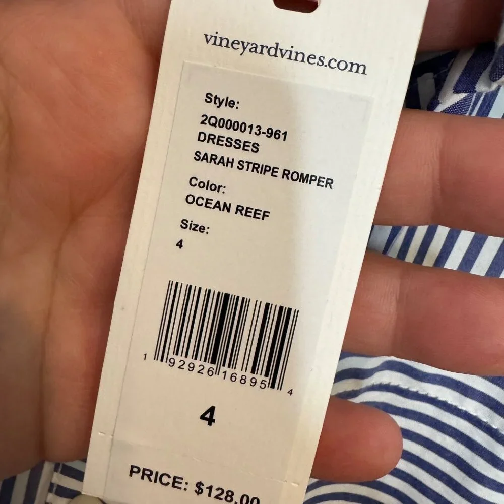 VINEYARD VINES sarah stripe romper size 4 - Picture 6 of 7